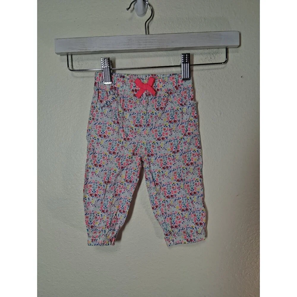Carter's Pants Floral Boho Cottage Cotton Baby Girls Size 3-6 Months